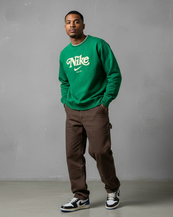 Fitbox Outfit Vintage & Second-Hand Nike felpa verde e pantaloni workwear