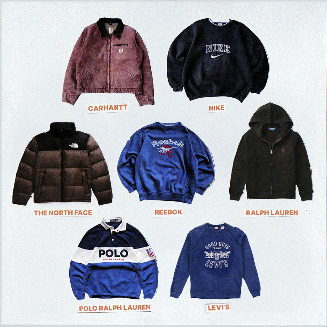 Box Brand 7 pezzi con abbigliamento second-hand firmato Carhartt, Nike, Ralph Lauren, Levi’s