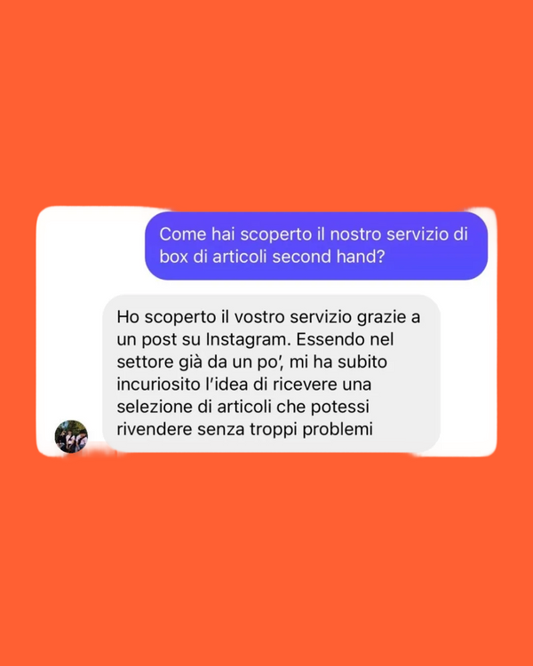Feedback WhatsApp cliente Modori soddisfatto della qualità Grado A dei vestiti vintage ricevuti
